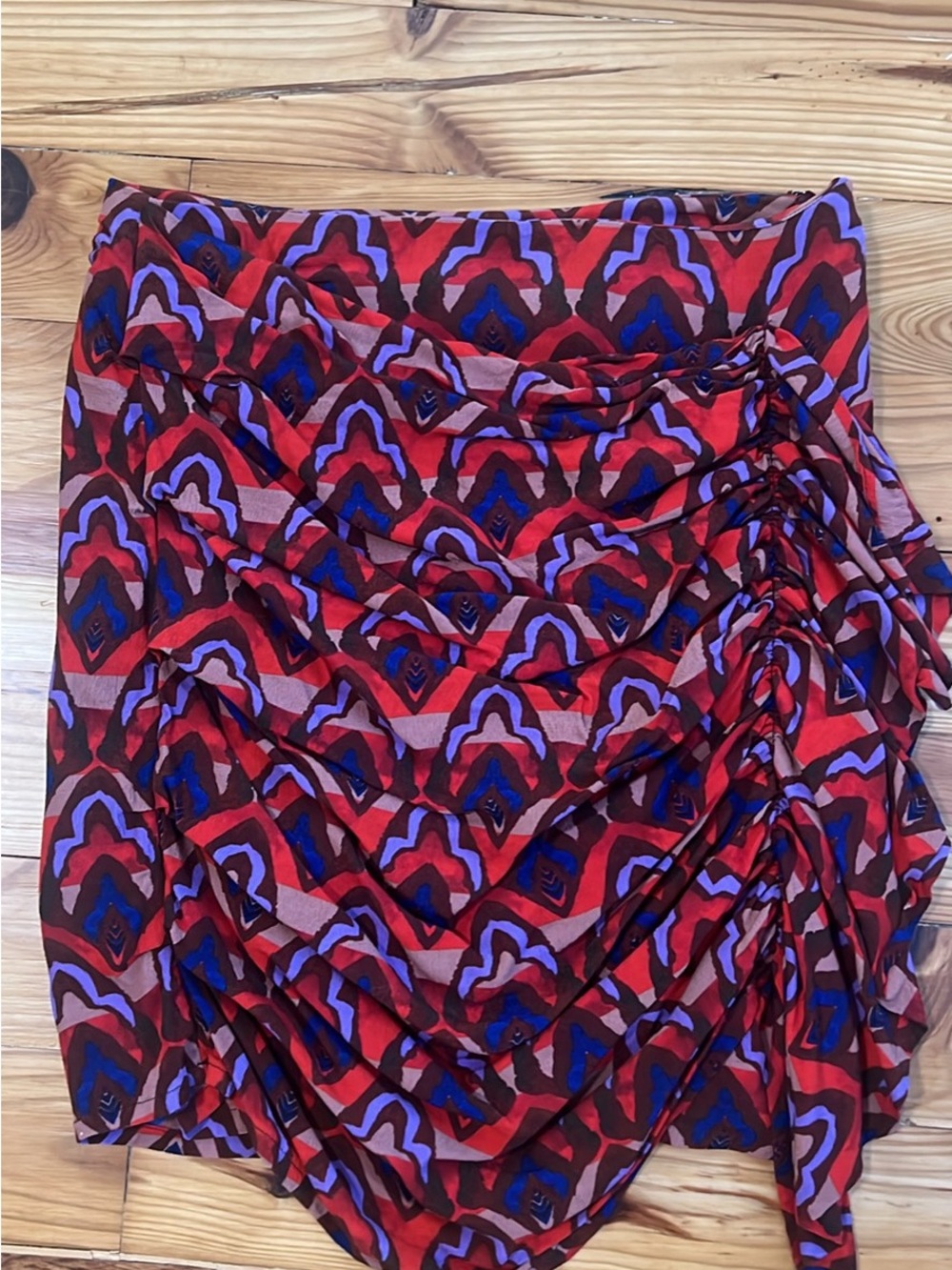 dolan Red Multi-Color Patterned Ruffled Mini Skirt - Picture 2 of 6